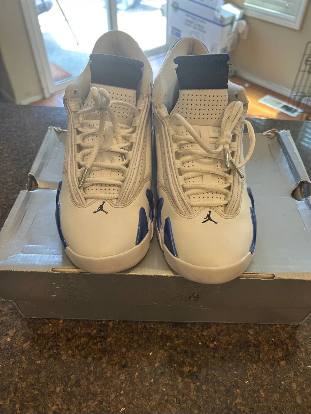 Jordan 14 Retro White hyper Royal Basketball Sneakers - Classic Athletic Shoe
